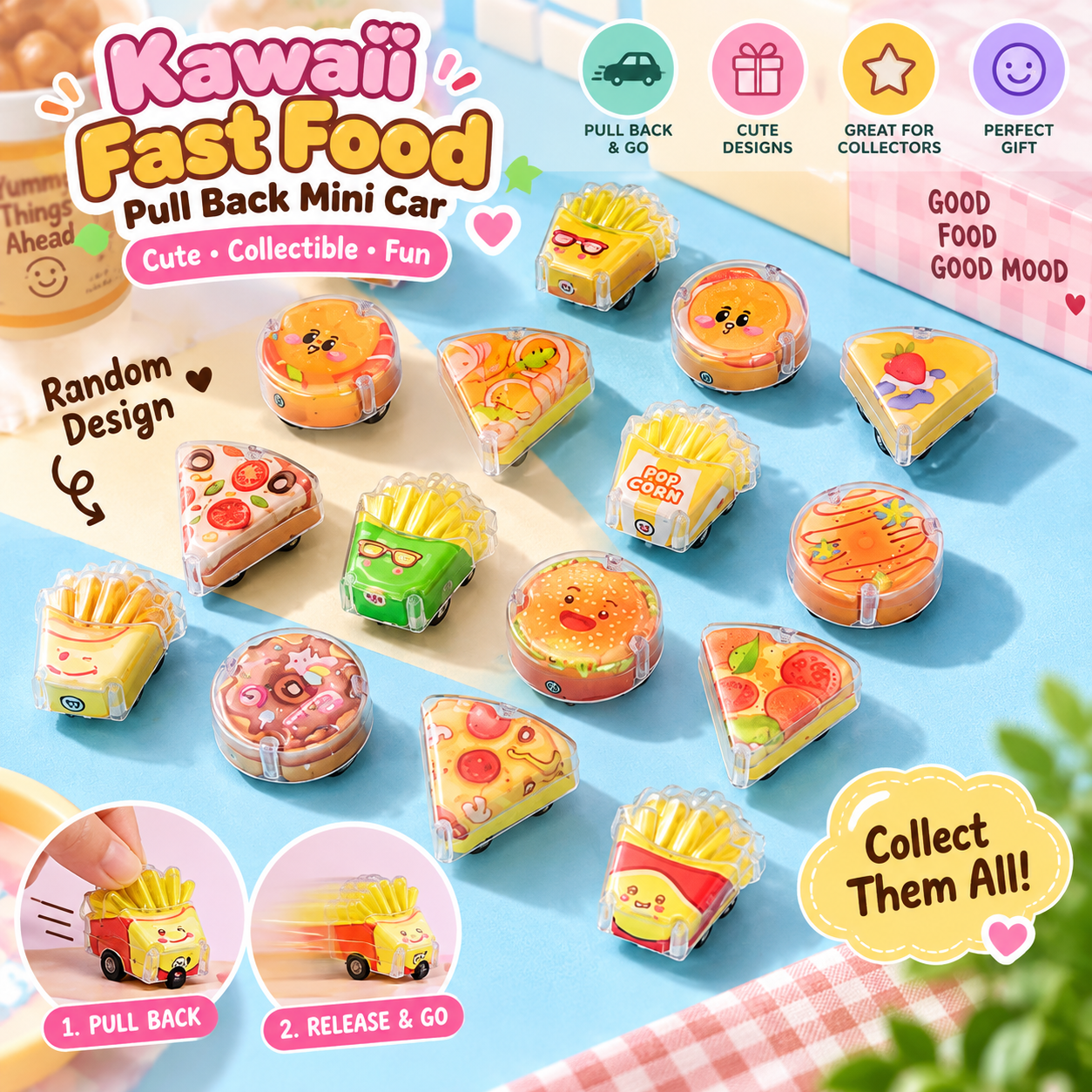 Fast food pull back mini car